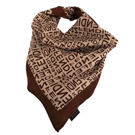 fendi brown silk scarf|fendi touch of fur shawl.